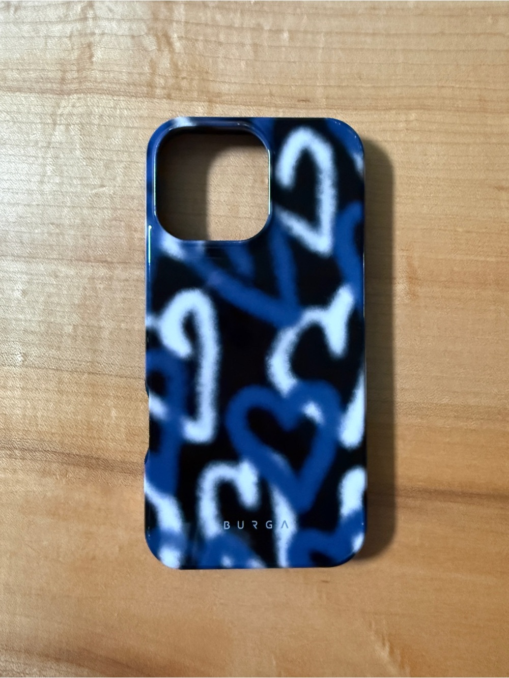 Burga Blue & White Heart Print iPhone 16 pro max